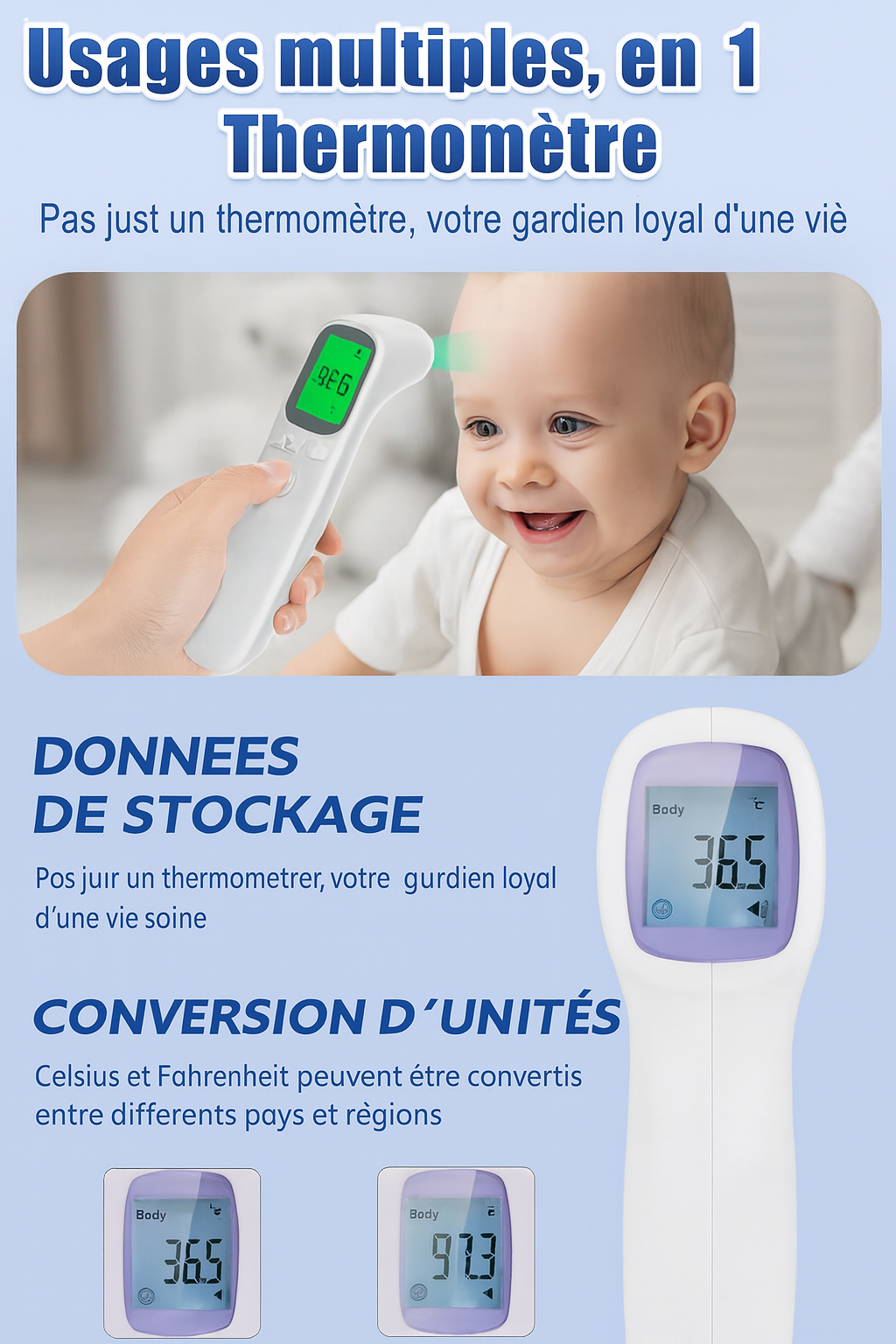 Thermomètre numérique sans contact pour enfants